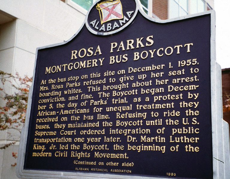 rosa parks bus boycott signs