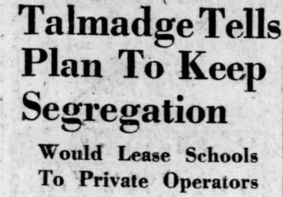 Talmadge tells plan to keep segregation