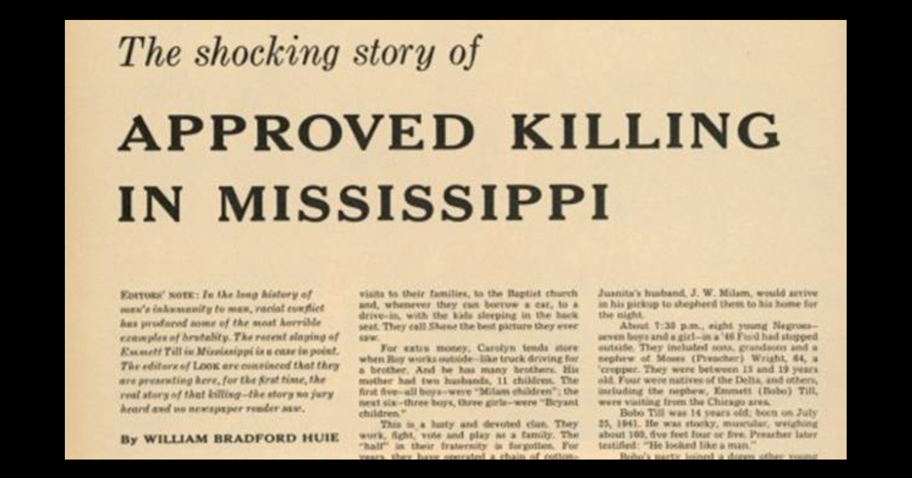 Approved killing in Mississippi newspaper headline