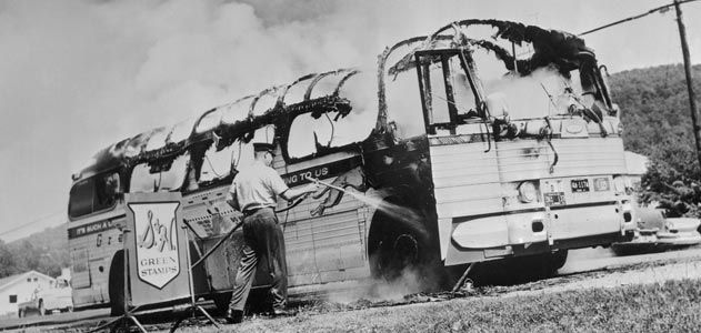 On May 14, 1961: White Mob Attacks Freedom Riders in Anniston, Alabama