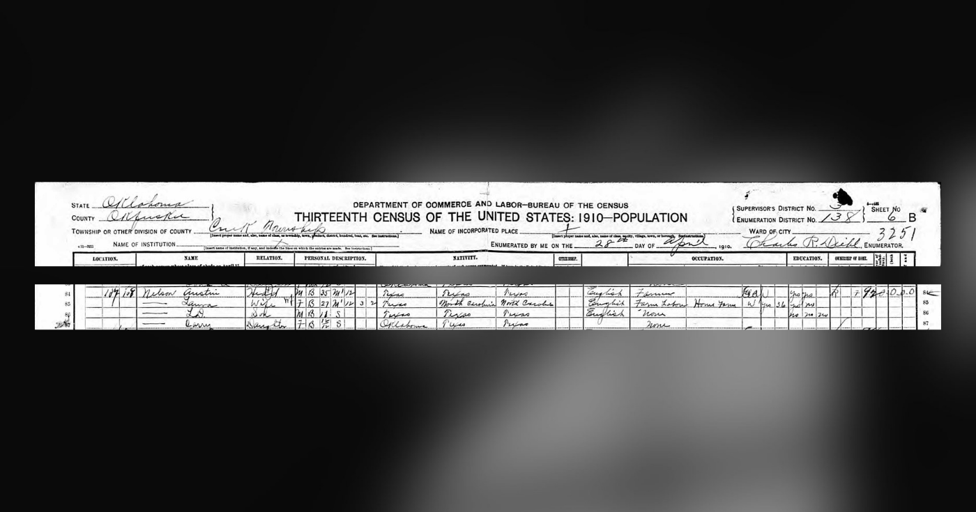 Census records showing the Nelsons